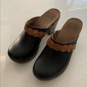 Dansko Black Leather Mules